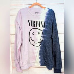 NIRVANA Pink and Blue Tie-Dye Sweatshirt